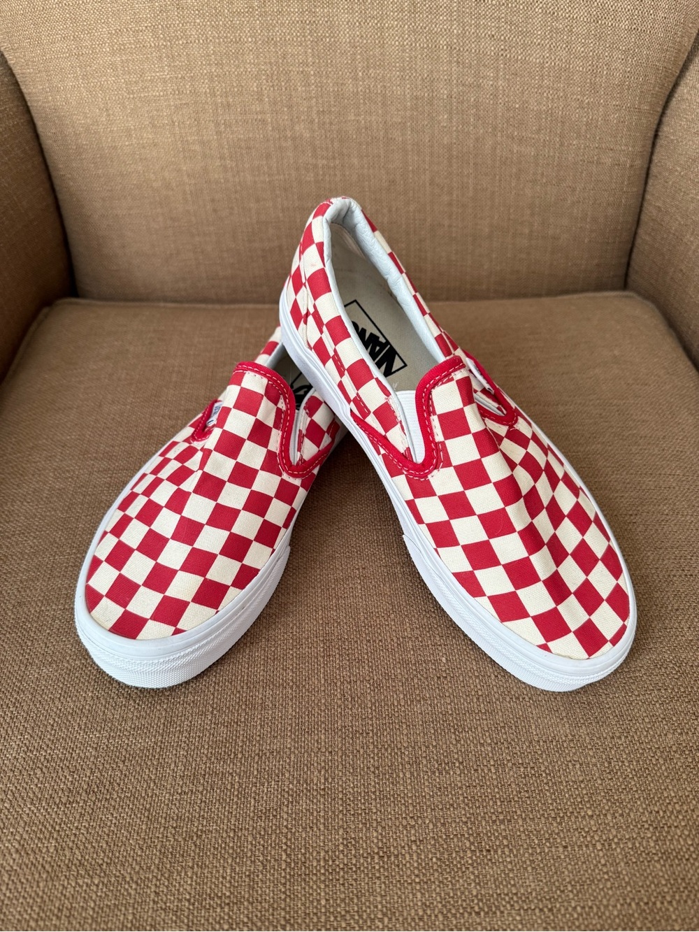 Vans Slip-On Checkerboard Sneakers - Red & White